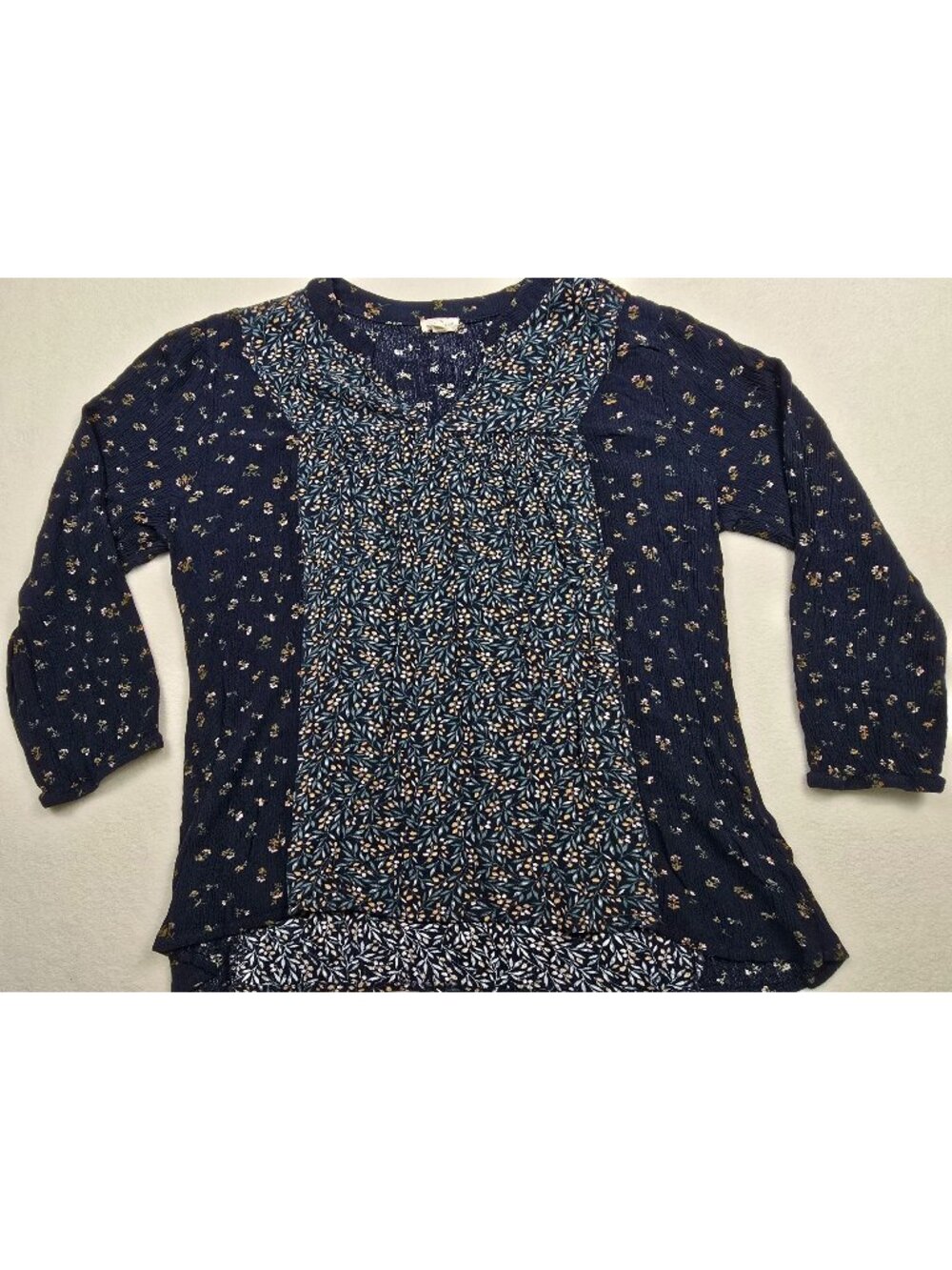 Mason & Belle XXL Blue Floral Patterned Boho Peasant Tunic Top